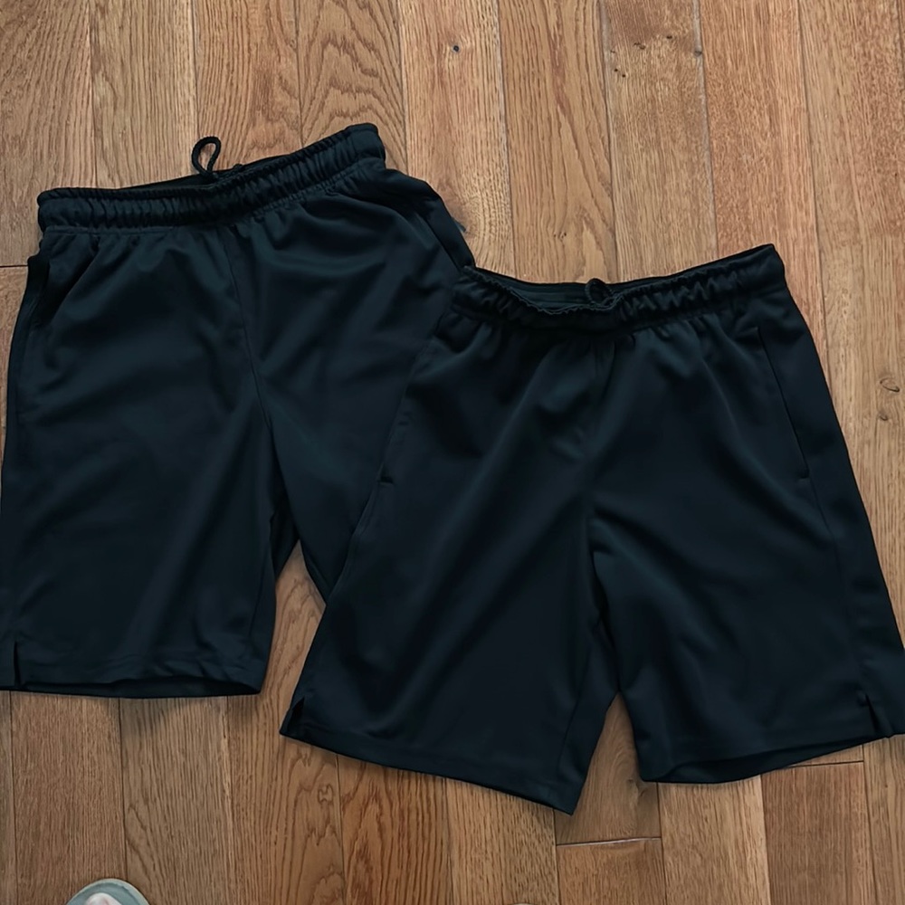 DSG boys gym shorts. Size 10-12. Black. Used condition. 2 pair. Some pilling
